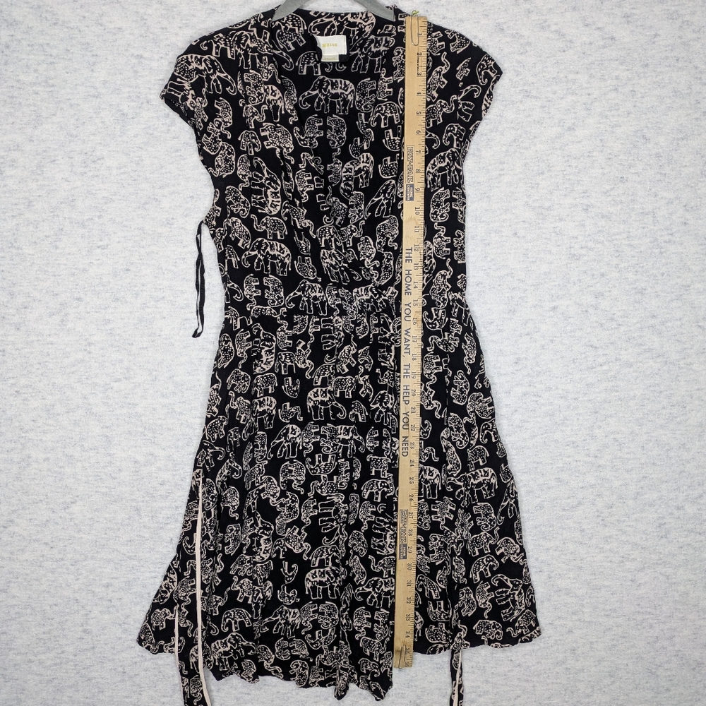 Anthropologie Maeve Black and Cream Elephant Patterned Midi Dress Size Medium - Picture 3 of 12
